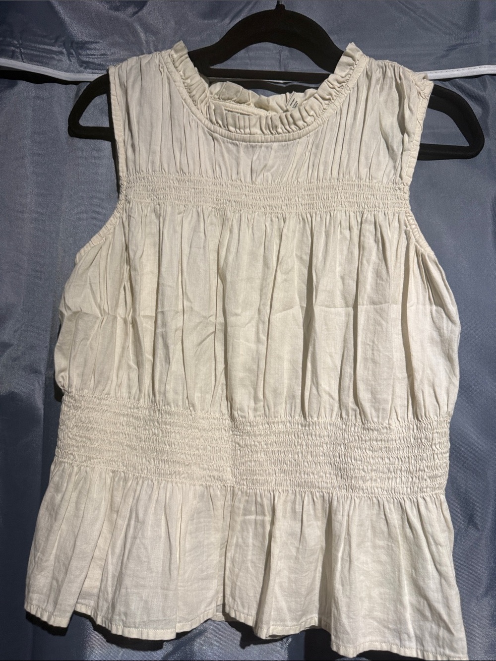 a.n.a Cream Sleeveless Smocked Peplum Camisole